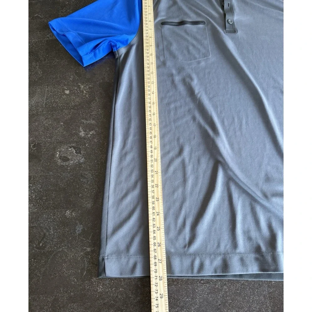 Nike Golf Tour Performance Dri-FIT Polo Shirt Gray Blue Mens Large Zipper Pocket